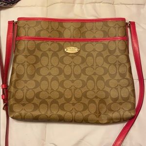 Coach Crossbody Brown and with a Pink Strap!